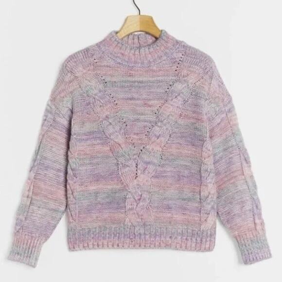 Maeve Anthropologie Rachel Knit Sweater Purple Pink Acrylic Blend Size Large - Picture 1 of 10